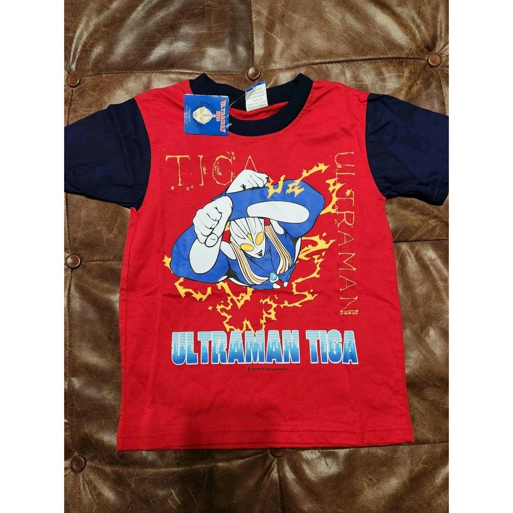 Ultraman Tiga Boys Baseball Style T-shirt NWT Size 8 Red & Navy Blue